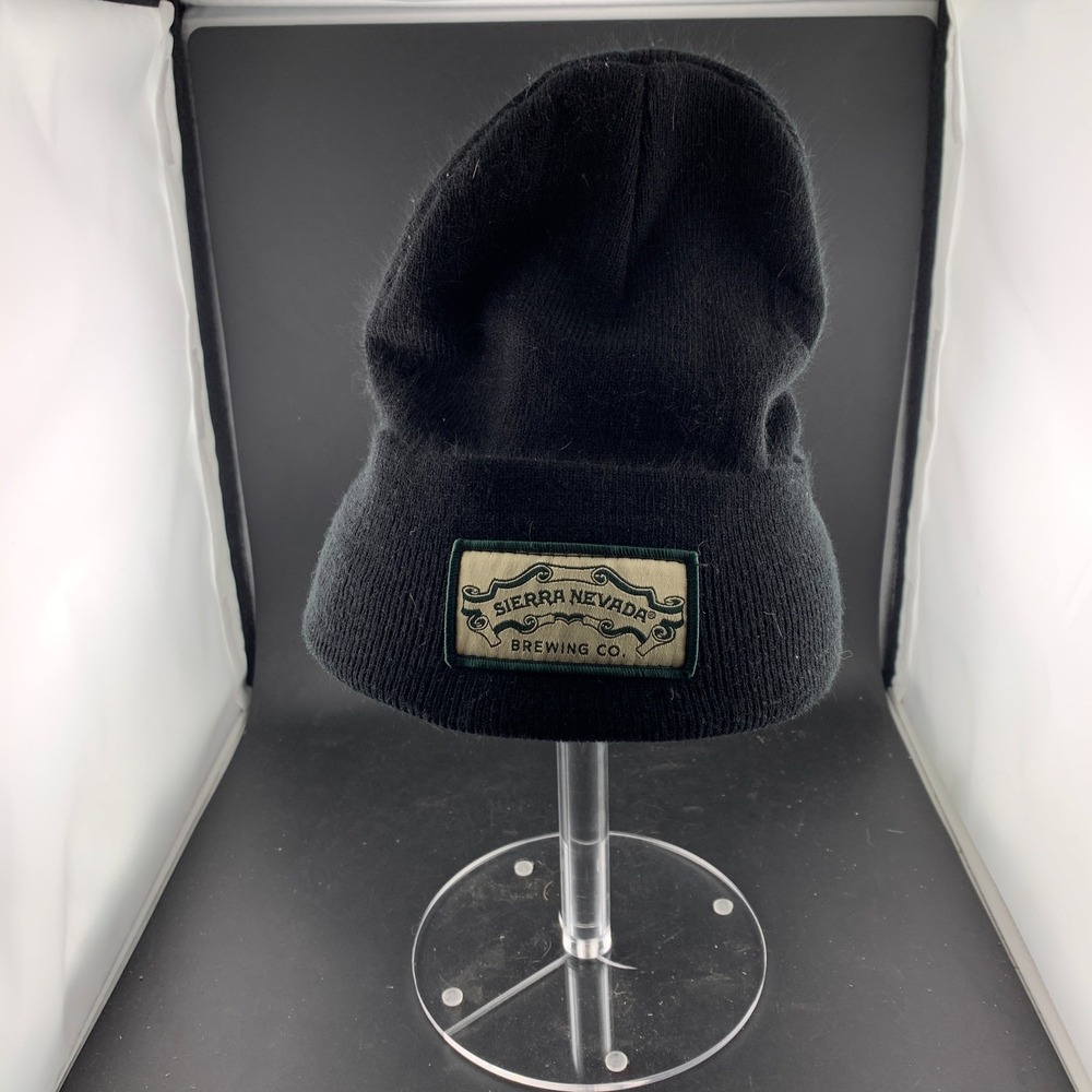 Sierra Nevada Brewing Co. Heritage Beanie Hat Mens Black Ribbed Knit Cuffed Cap